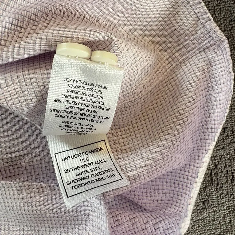 UNTUCKit Slim Fit Wrinkle Free Stonington Button Up Shirt Size XL Pink Checked